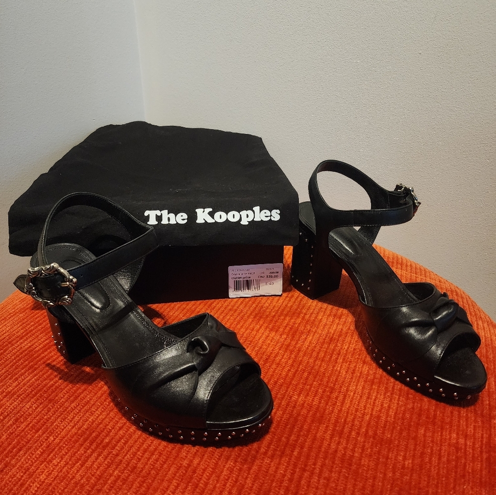 The Kooples Black Leather Heels with Studded Details - Picture 3 of 5